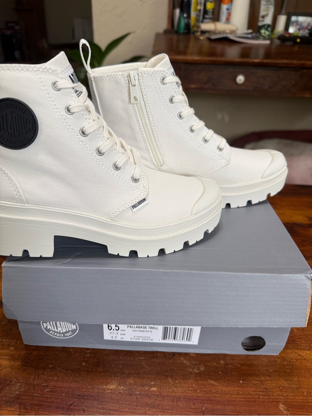 Palladium White Lace-Up Platform Ankle Boots